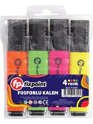 Fixpoint Işaret Kalemi Fosforlu Kalem 4 Lü 1 Paket