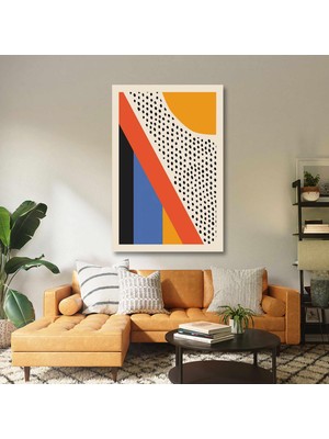 SML Tablo Güneş Siyah Noktalar Minimal Mid Century Tarzı Grafik Renkli Kanvas Tablo