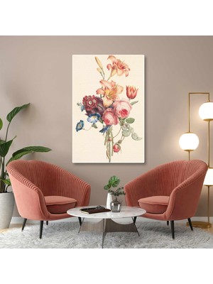 SML Tablo Lilyum Gül ve Küçük Çiçekli Aranjman Kanvas Tablo