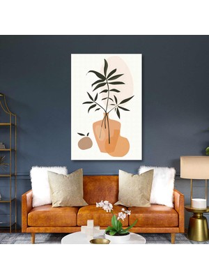 SML Tablo Şeffaf Vazo Içerisinde Ince Yaptaklı Bitki Minimal Boho Kanvas Tablo