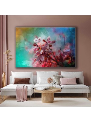 SML Tablo Buzlu Mor Çiçekler Dekoratif Kanvas Tablo