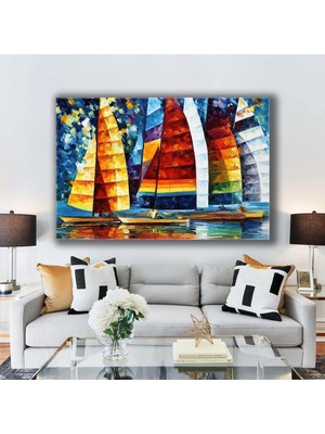SML Tablo Günbatımı Yelkenliler Soyut Sanat Kanvas Tablo