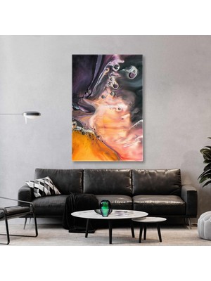 SML Tablo Mor ve Turuncu Gezegen Görüntüsü Space View Kanvas Tablo