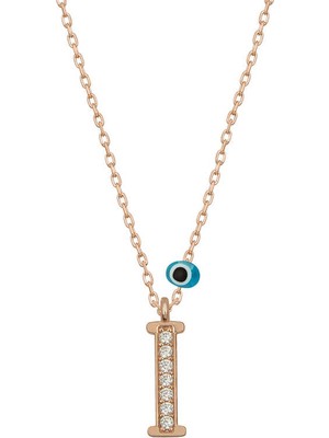 Gumush Gümüş Nazar Rose I Harfi Kadın Kolye