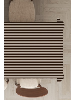 RugViva Leke Tutmayan Dokuma Elit Yıkanır Leke Tutmayan Kumaş Çizgili Masa Örtüsü MSO281