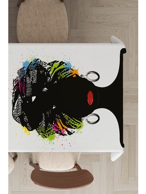 RugViva Leke Tutmayan Dokuma Elit Yıkanır Leke Tutmayan Kumaş Afrikalı Kadın Masa Örtüsü MSO062