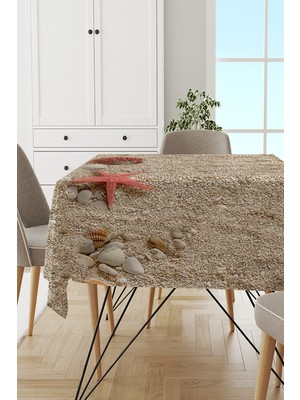 RugViva Leke Tutmayan Dokuma Elit Yıkanır Leke Tutmayan Kumaş Deniz Kabukları Masa Örtüsü MSO125