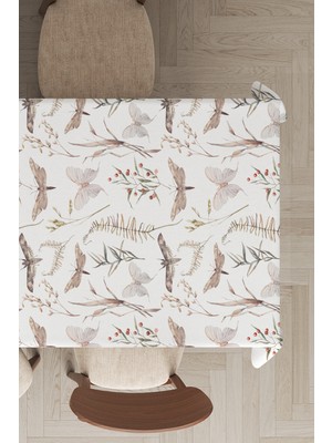 RugViva Leke Tutmayan Dokuma Elit Yıkanır Leke Tutmayan Kumaş Kelebekli Masa Örtüsü MSO084