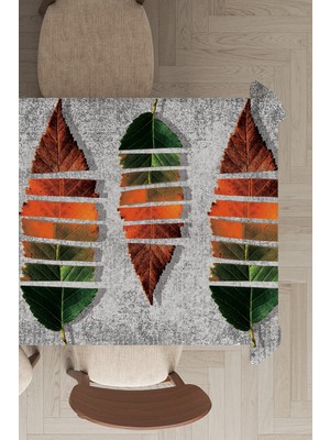 RugViva Leke Tutmayan Dokuma Elit Yıkanır Leke Tutmayan Kumaş Yapraklı Masa Örtüsü MSO098