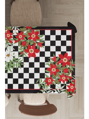 RugViva Leke Tutmayan Dokuma Elit Yıkanır Leke Tutmayan Kumaş Çiçek Desenli Masa Örtüsü MSO119