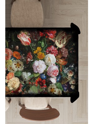 RugViva Leke Tutmayan Dokuma Elit Yıkanır Leke Tutmayan Kumaş Çiçekli Masa Örtüsü MSO103