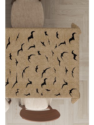 RugViva Leke Tutmayan Dokuma Elit Yıkanır Leke Tutmayan Kumaş Hasır Görünümlü Masa Örtüsü MSO182