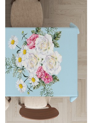 RugViva Leke Tutmayan Dokuma Elit Yıkanır Leke Tutmayan Kumaş Çiçekli Masa Örtüsü MSO131