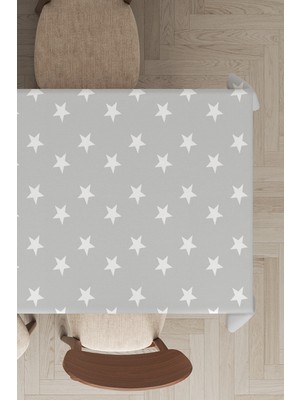 RugViva Leke Tutmayan Dokuma Elit Yıkanır Leke Tutmayan Kumaş Yıldız Desenli Masa Örtüsü MSO311