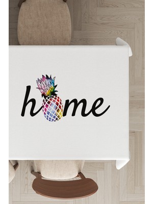 RugViva Leke Tutmayan Dokuma Elit Yıkanır Leke Tutmayan Kumaş Home Yazılı Masa Örtüsü MSO427