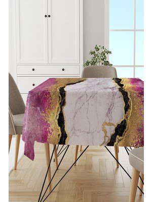 RugViva Yıkanır Leke Tutmayan Leke Tutmayan Dokuma Elit Kumaş Mermer Desenli Masa Örtüsü MSO248