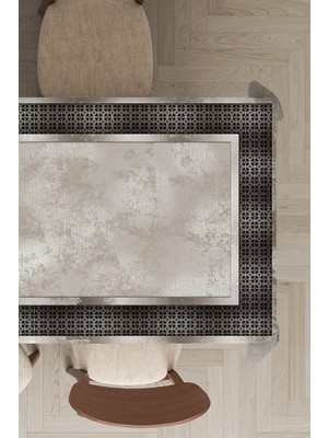 RugViva Leke Tutmayan Dokuma Elit Yıkanır Leke Tutmayan Kumaş Çerçeveli Masa Örtüsü MSO398