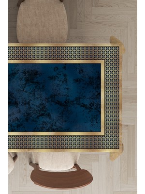 RugViva Leke Tutmayan Dokuma Elit Yıkanır Leke Tutmayan Kumaş Çerçeveli Masa Örtüsü MSO394