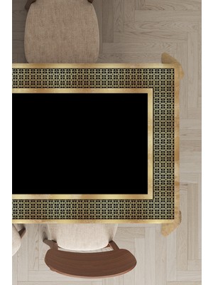 RugViva Leke Tutmayan Dokuma Elit Yıkanır Leke Tutmayan Kumaş Çerçeveli Masa Örtüsü MSO395