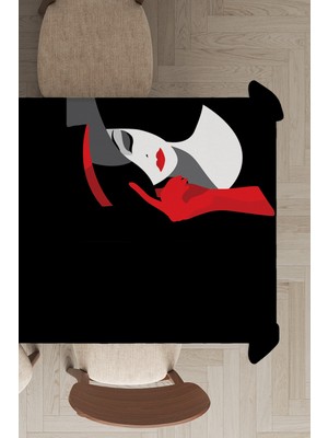 RugViva Leke Tutmayan Dokuma Elit Yıkanır Leke Tutmayan Kumaş Şapkalı Kadın Masa Örtüsü MSO443