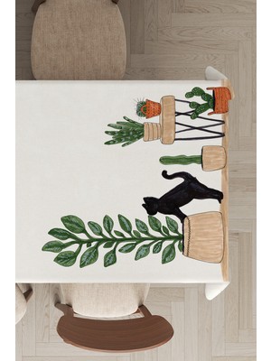 RugViva Leke Tutmayan Dokuma Elit Yıkanır Leke Tutmayan Kumaş Kaktüs Desenli Masa Örtüsü MSO444