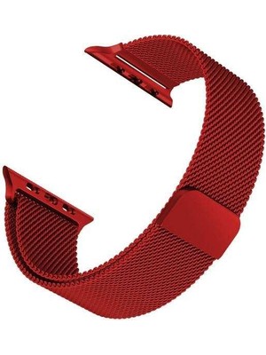 Apsuwa Apple Watch Edition 38MM Uyumlu Kordon Metal Hasır Örgü Saat Kordonu 38/K01--KIRMIZI