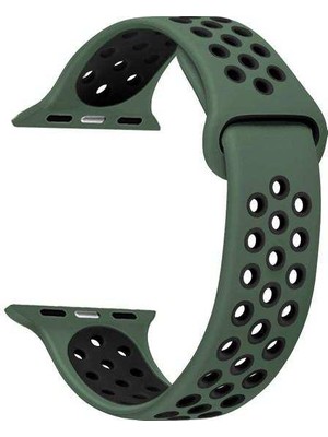  Apsuwa Apple Watch Nike 6 44MM Uyumlu Kordon Ring Çift Renk Spor Saat Kordonu 44/K02--YEŞIL-SIYAH