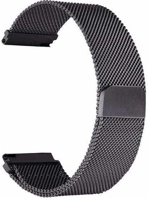 Apsuwa Haylou Smartt Watch 2 Uyumlu Kordon Lüx Metal Hasır Örgü Saat Kordonu 20/K12-SIYAH