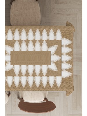 RugViva Leke Tutmayan Dokuma Elit Yıkanır Leke Tutmayan Kumaş Hasır Görünümlü Masa Örtüsü MSO190