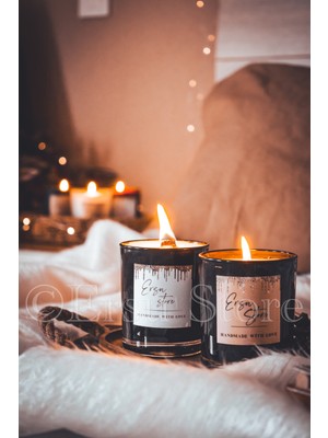 Ersu Store  Kokulu Bitkisel Uzun Ömürlü Aromaterapi Bergamot & Hindistan Cevizi Vegan Mum Seti