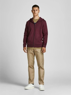 Jack & Jones 12181901 Kapsonlu Fermuarli Erkek Sweat - Visne