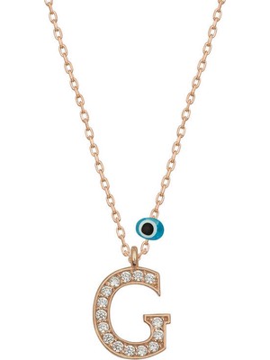 Gumush Gümüş Nazar Rose G Harfi Kadın Kolye