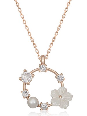 Gumush Gümüş Manolya Çiçeği Kadın Kolye