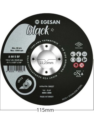 Egesan 115X1X22 Inox Black Ince Kesici 25ADET