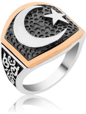 Gumush Gümüş Ay Yıldız Erkek Yüzük