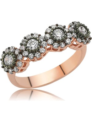 Gumush Gümüş Elmas Montür Bayan Yüzük