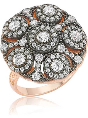 Gumush Gümüş Elmas Montür Bayan Yüzük