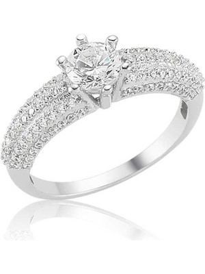 Gumush Gümüş Tek Taş Bayan Yüzük