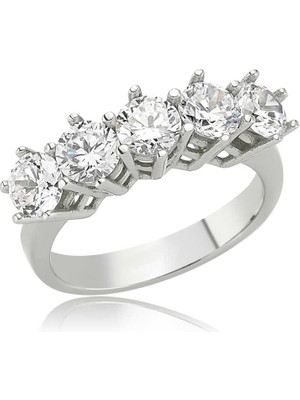 Gumush Gümüş 5 Taş Bayan Yüzük