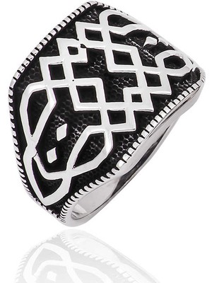Gumush Gümüş Desenli Erkek Yüzük