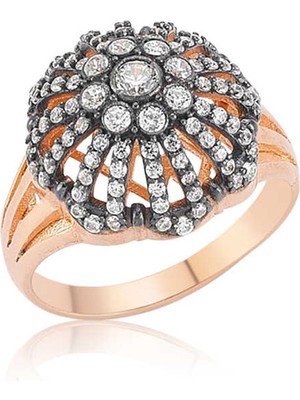 Gumush Gümüş Elmas Montür Bayan Yüzük