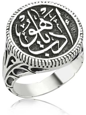 Gumush Gümüş Edeb Ya Hu Erkek Yüzük