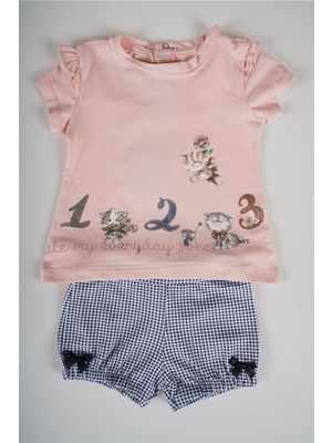 Miniko Kids Yeni Sezon Kız Bebek Şortlu 2li Pamuk Takım