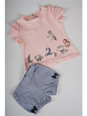 Miniko Kids Yeni Sezon Kız Bebek Şortlu 2li Pamuk Takım