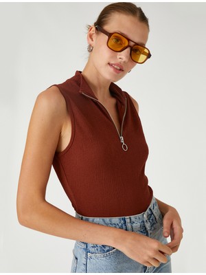 Koton Yakası Fermuarlı Atlet