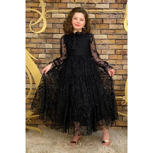Abiye Kids Siyah Dantelli Çocuk Abiye ABY4463