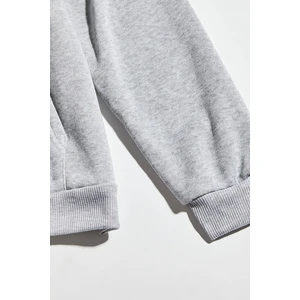 Dream Butik Oversize Gri New Jersey Baskılı Kapüşonlu Sweatshirt