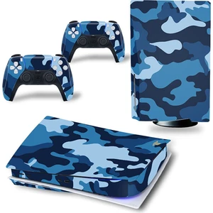 Kt Grup Mavi Kamuflaj Playstation 5 Dijital versiyon Sticker Kaplama Seti
