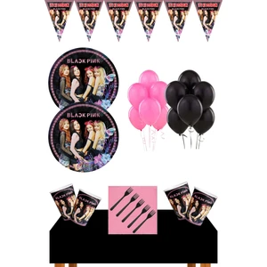 Parti Furyası Black Pink 32 Kişilik Doğum Günü Seti Black Pink Parti Malzemeleri Seti Ekonomik