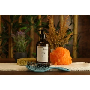 Hobi Demir Sanat 500 Ml Amber Kahverengi Cam Duş Jeli Şişesi Beyaz Etiketli